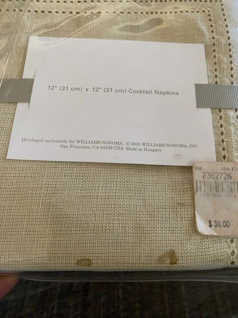 Williams-Sonoma Hemstitched Linen Cocktail Napkins - Natural